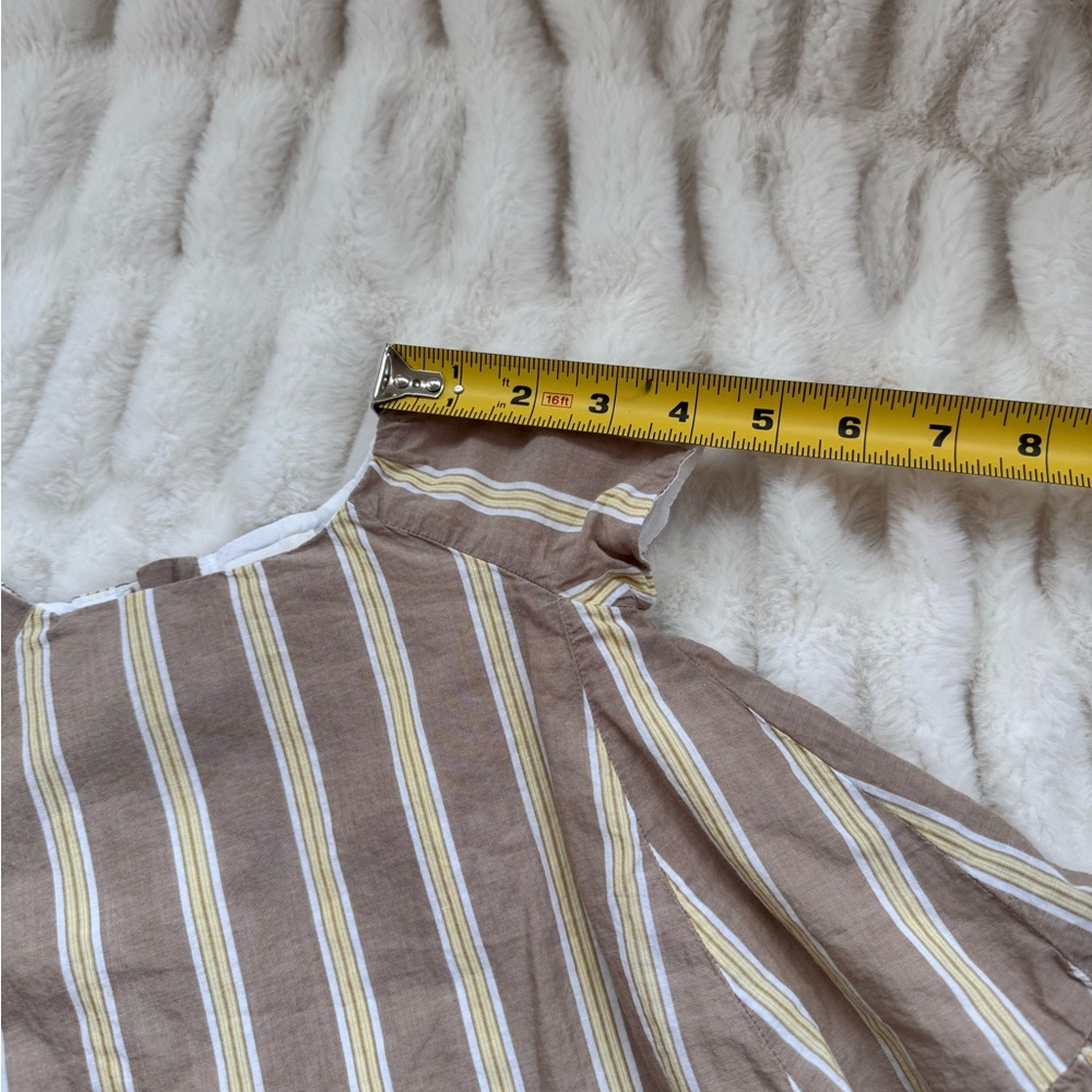 Banana Republic Brown and Cream Striped Blouse with Ruffled Hem - Picture 10 of 12